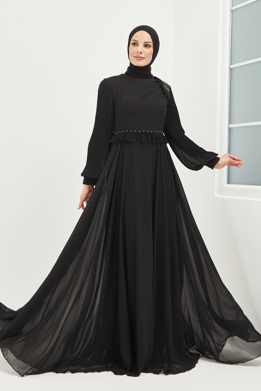 Tesettür Abiye Elbise - Siyah