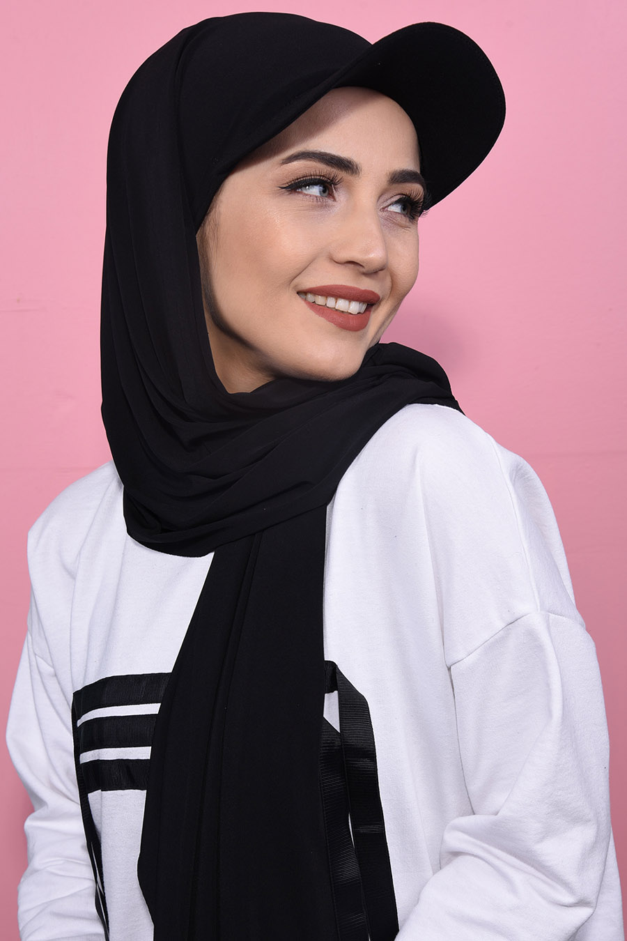 Hazır Şapkalı  Şal - Siyah