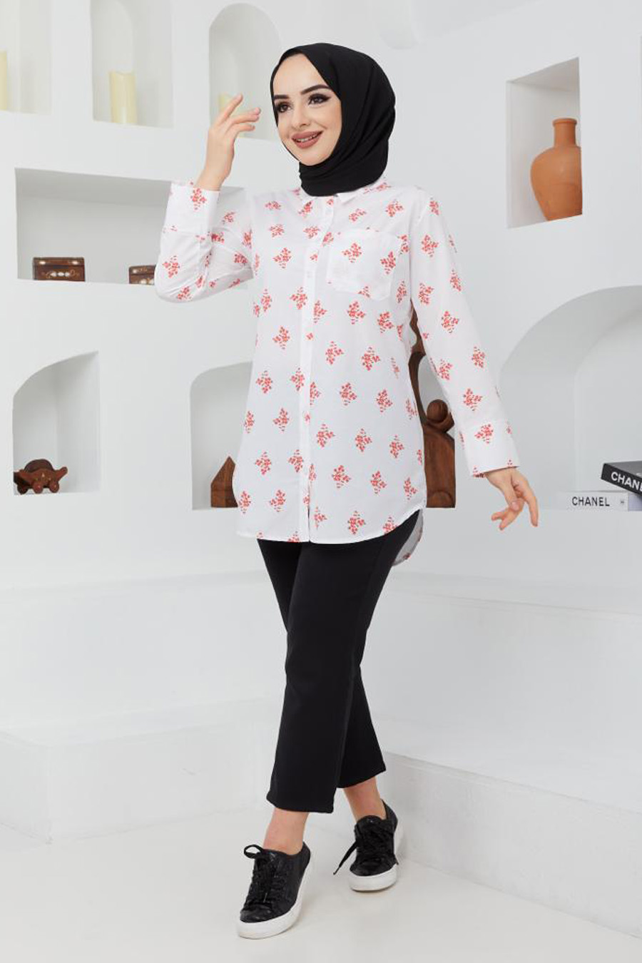 Desenli Tunik - Mercan
