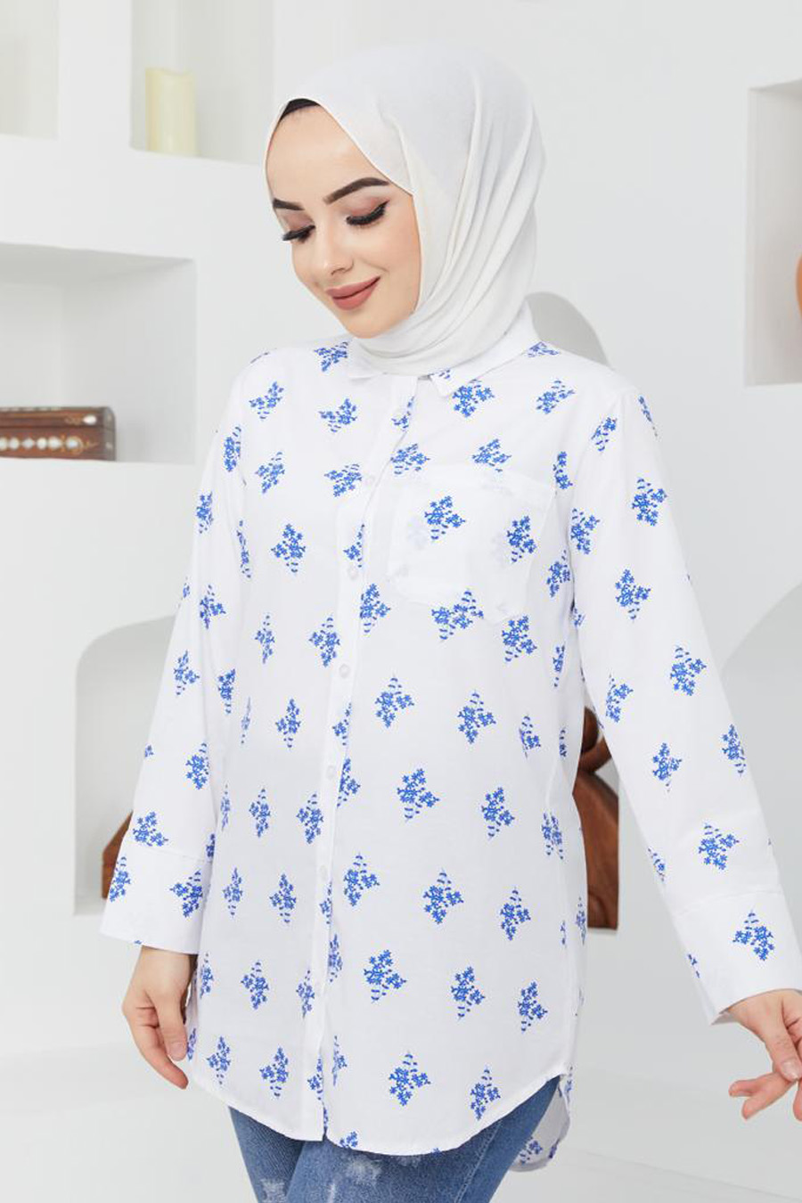 Desenli Tunik -Lacivert