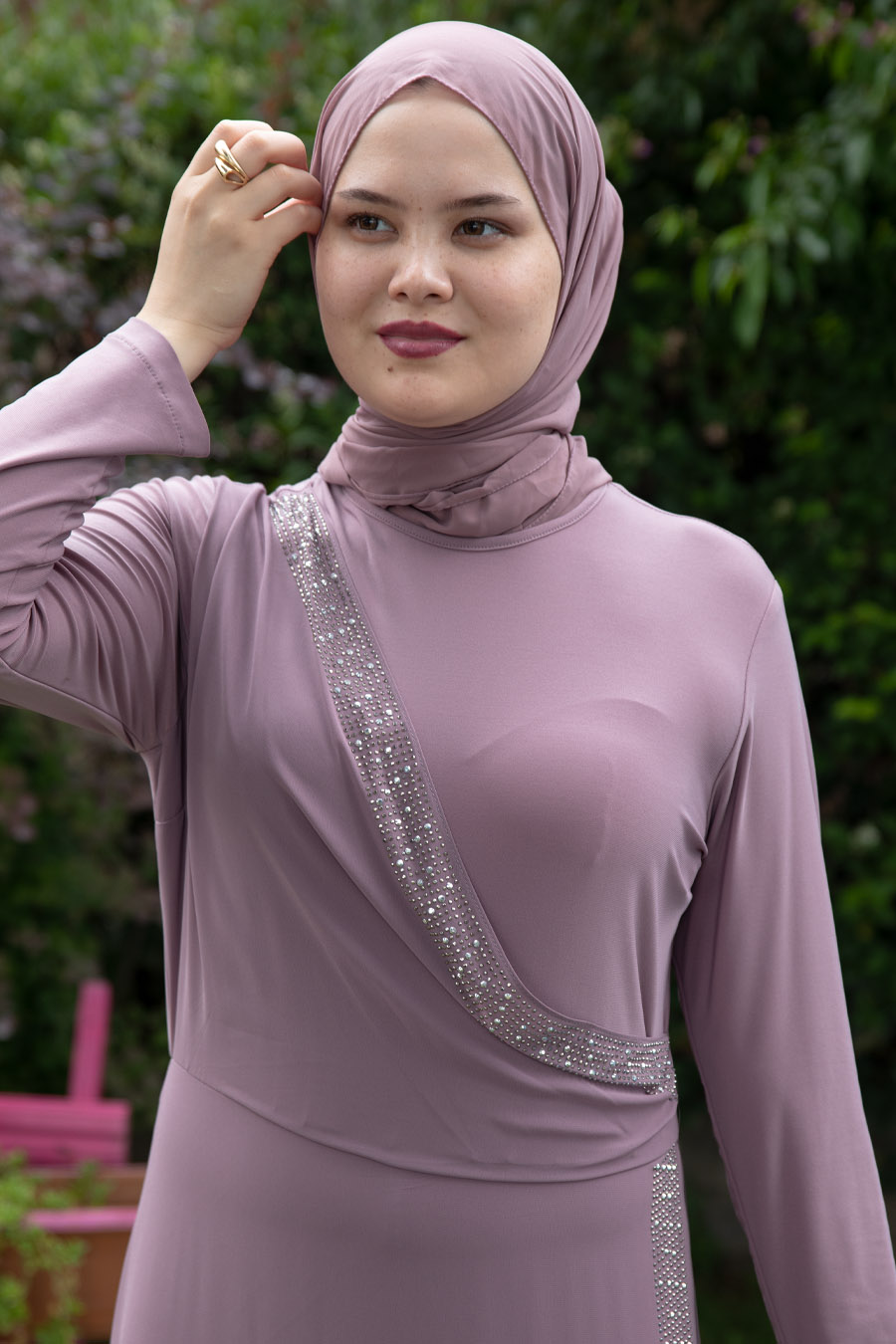 Taş Detaylı Kuşaklı Tulum - Gülkurusu