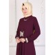 Beli Dantel Detaylı Mürdüm Tesettür Abiye Elbise Beli Dantel Detaylı Mürdüm Tesettür Abiye Elbise