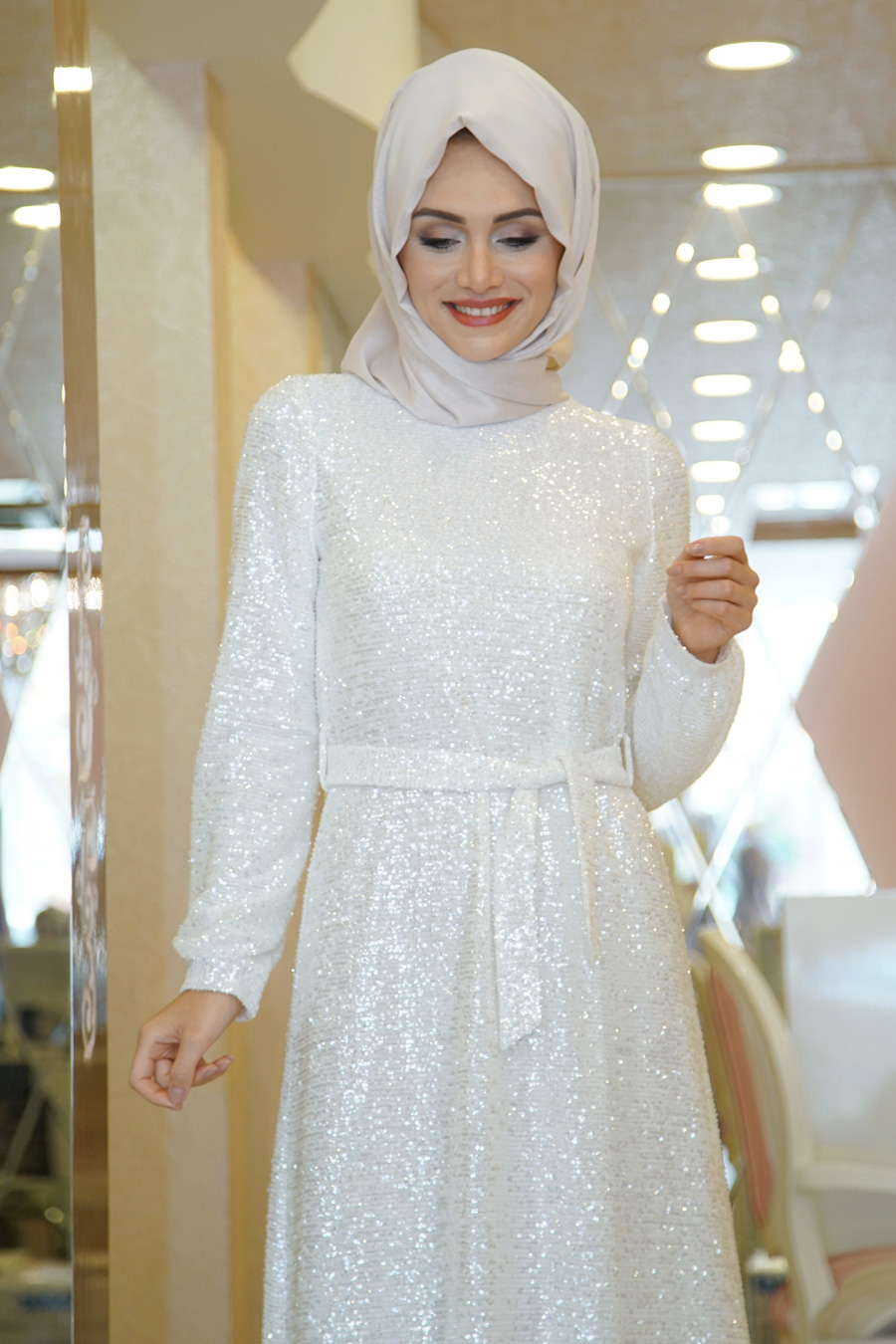 Gamze Özkul - İnci Abiye - Beyaz Gamze Özkul - İnci Abiye - Beyaz