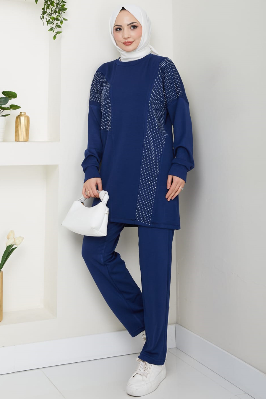 Pantolon Tunik İkili Tesettür Takım - İNDİGO
