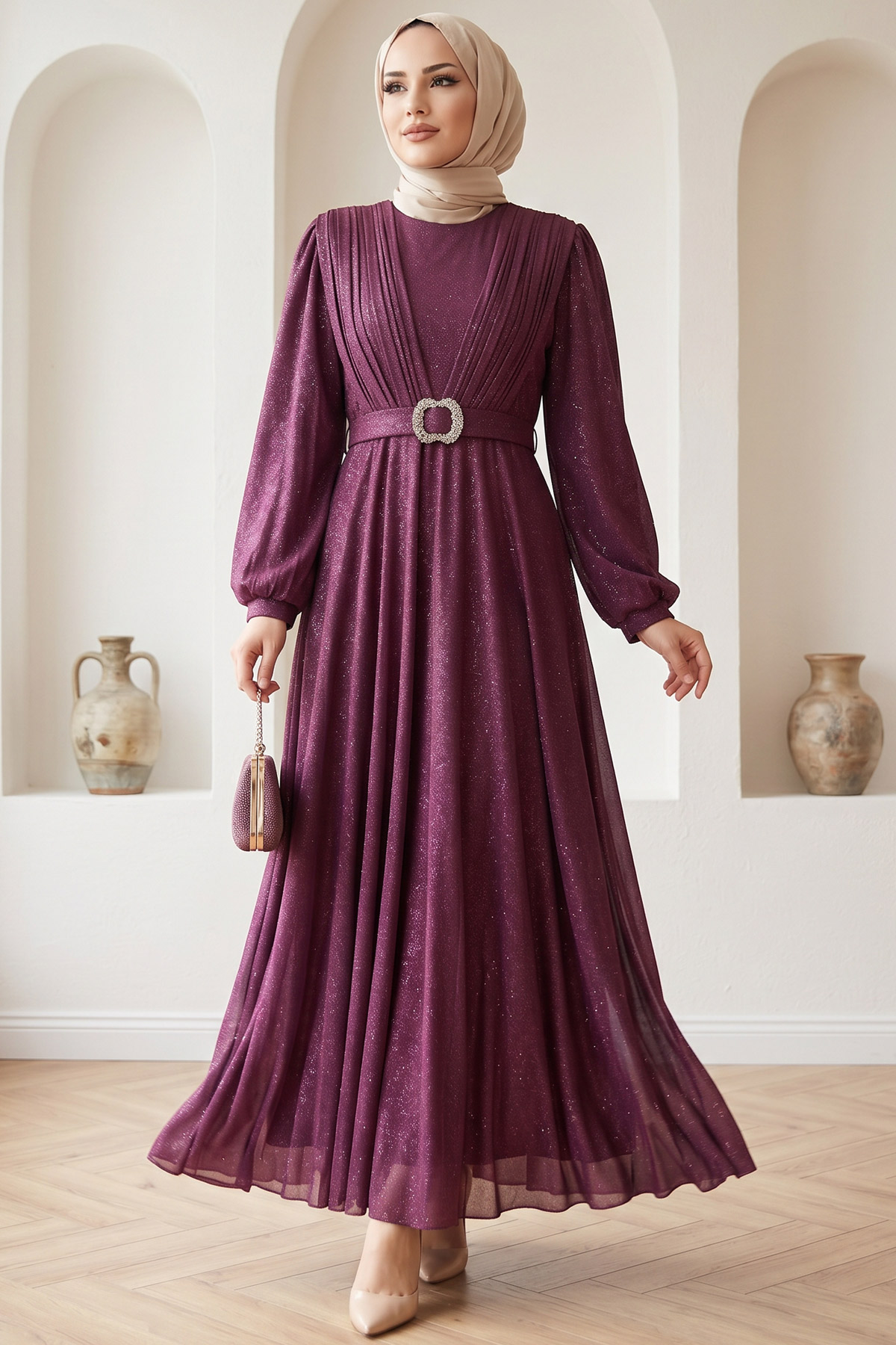 PLUM COLOR EVENING DRESS