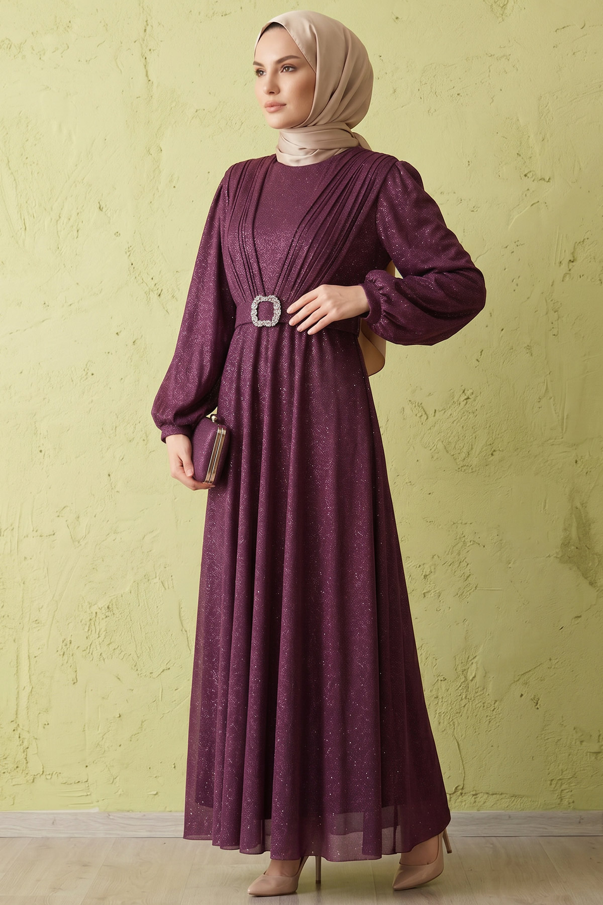 PLUM COLOR EVENING DRESS
