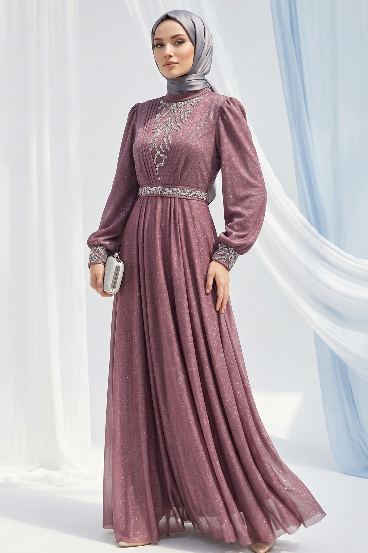 ROSE COLOR EVENING DRESS