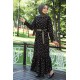 Etek Ucu Fırfırlı Çiçekli Tesettür Elbise - Siyah