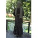 Etek Ucu Fırfırlı Çiçekli Tesettür Elbise - Siyah