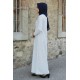 Puantiyeli Tesettür Elbise - Beyaz