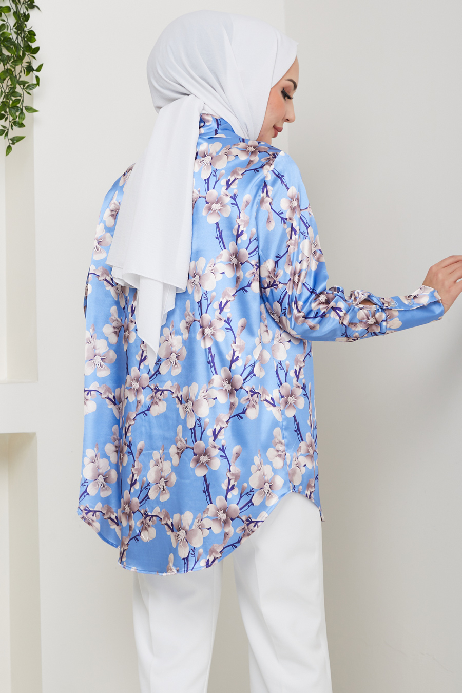 ÇİÇEK DESENLİ TUNİK MAVİ