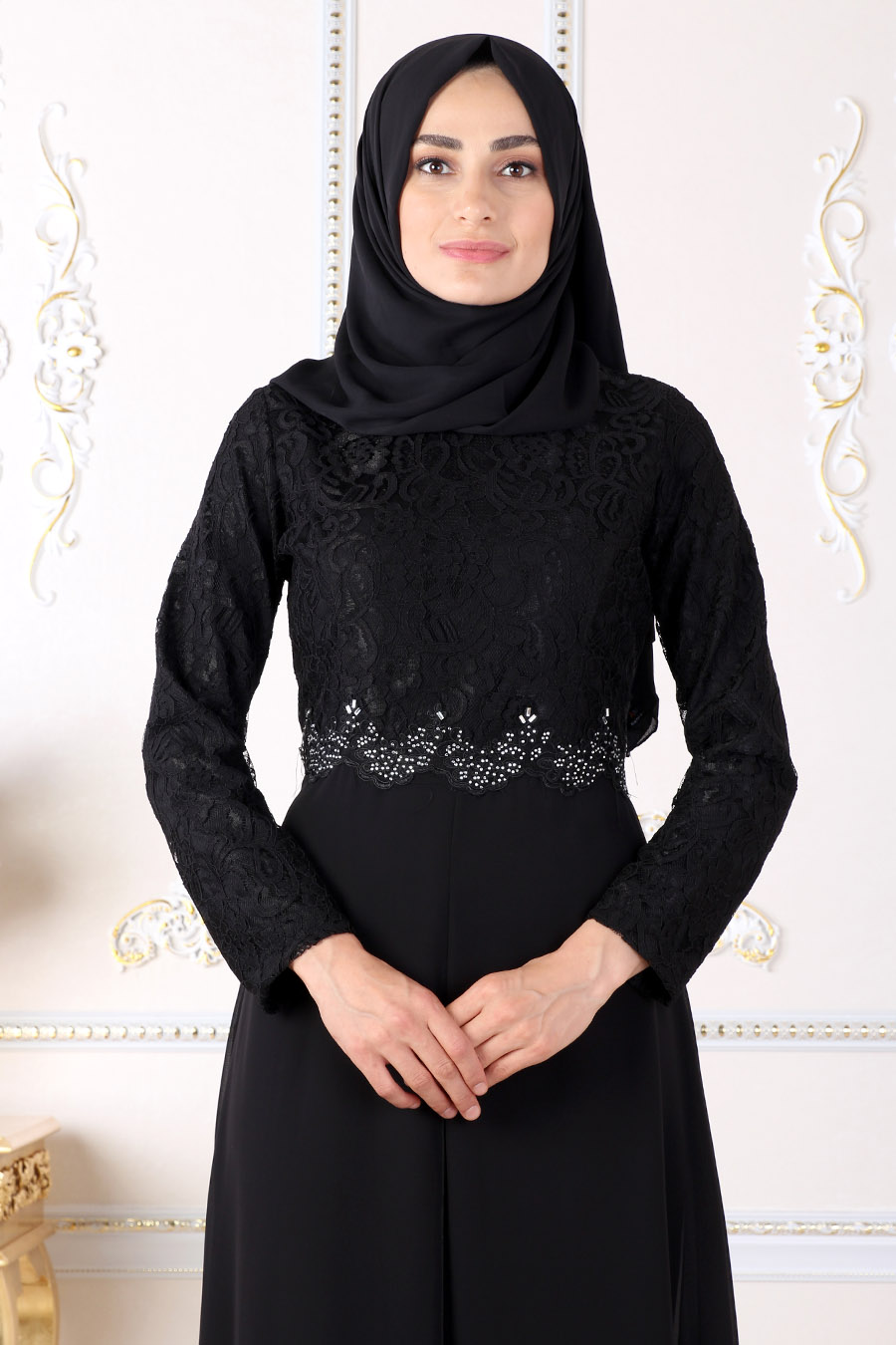 Şifon İkili Tesettür Takım - Siyah