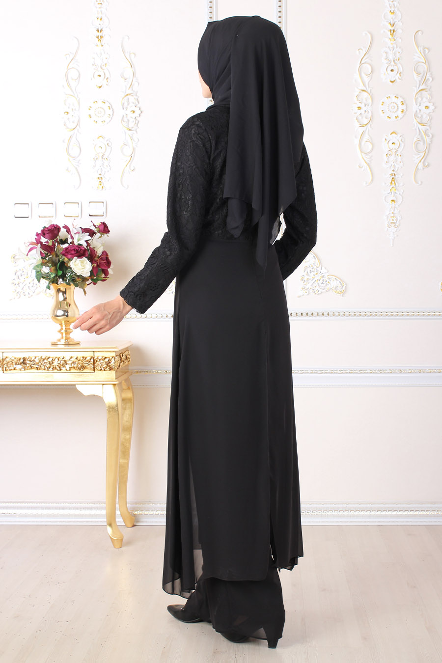 Şifon İkili Tesettür Takım - Siyah
