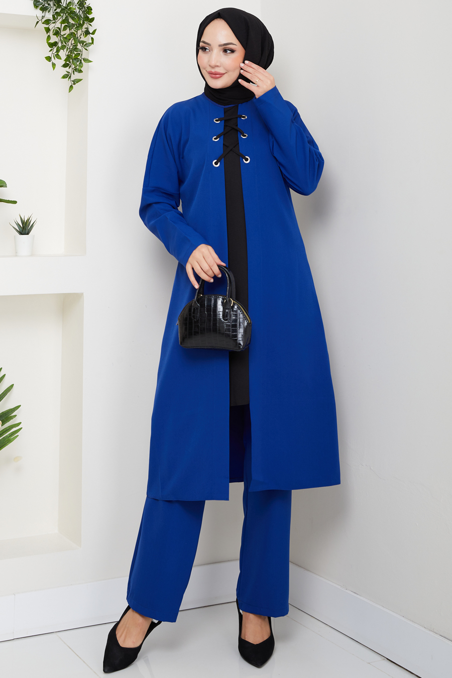 Bağlama Detaylı İkili Tesettür Takım -SAKS