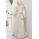 Güpürlü Tesettür Elbise - BEJ