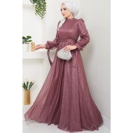 Kemerli Abiye Elbise - GÜL KURUSU