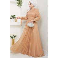 Kemerli Abiye Elbise - GOLD