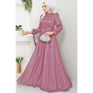 Kemerli Abiye Elbise - PUDRA