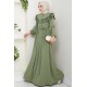 Güpürlü Tesettür Elbise - Çağla Yeşili