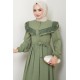 Güpürlü Tesettür Elbise - Çağla Yeşili