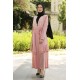 Desenli Abaya-Pembe