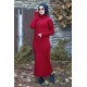 Boğazlı Tesettür Triko Elbise - Kırmızı