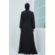 Bel Detaylı Tesettür Abiye Elbise - Siyah