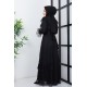 Puantiyeli Tesettür Elbise - Siyah