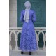 Simli İşleme Detaylı Tesettür Abiye Elbise - Mavi