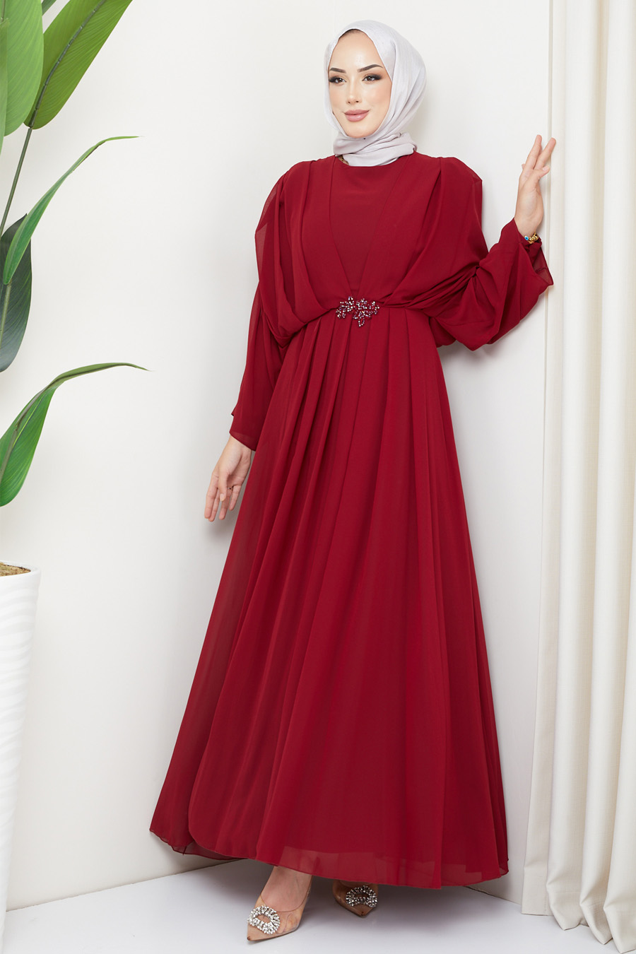 Evenıng Dress - Claret Red