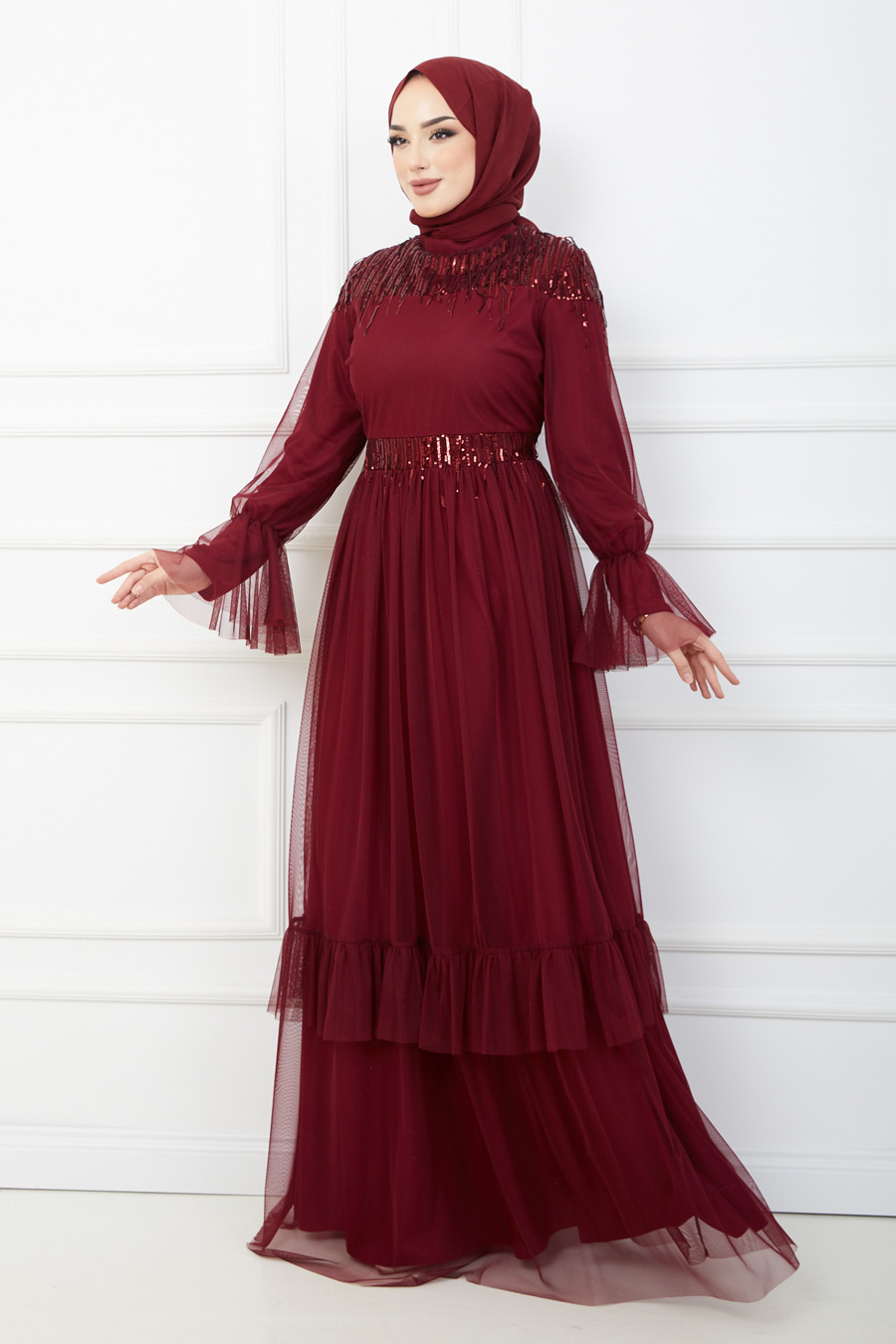 EVENING DRESS- CLARED RED 