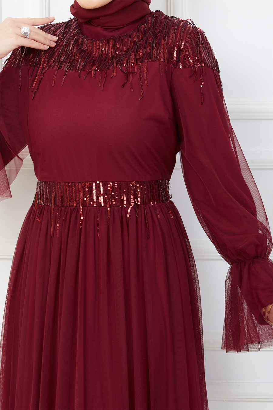 EVENING DRESS- CLARED RED 