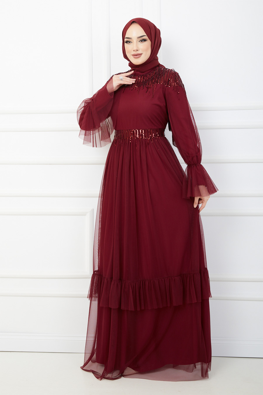 EVENING DRESS- CLARED RED 