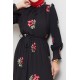 Flower Patterned  Dress - SİYAH 