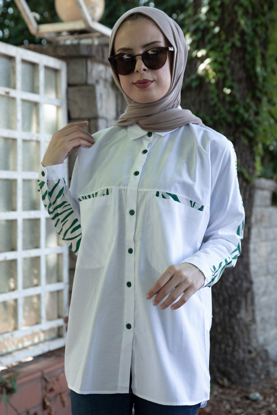 Zebra Desenli Tunik - Yeşil