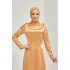Taş Detaylı Tesettür Abiye Elbise - Gold