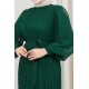 Balon Kol Tesettür Elbise - Yeşil