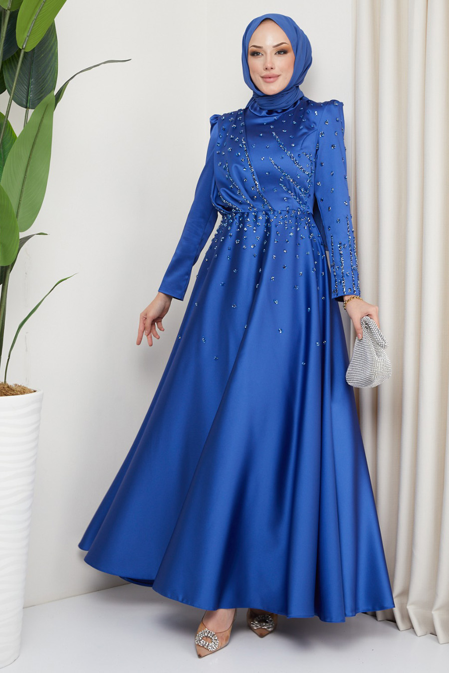 Evenıng Dress - INDIGO  COLOR 