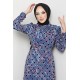 Patterned Dress - INDIGO COLOR 