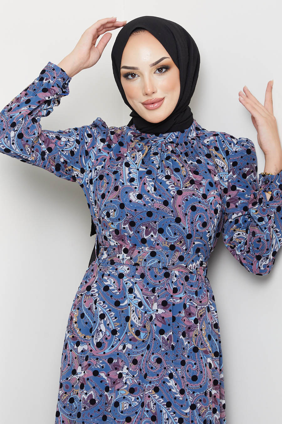 Patterned Dress - INDIGO COLOR 