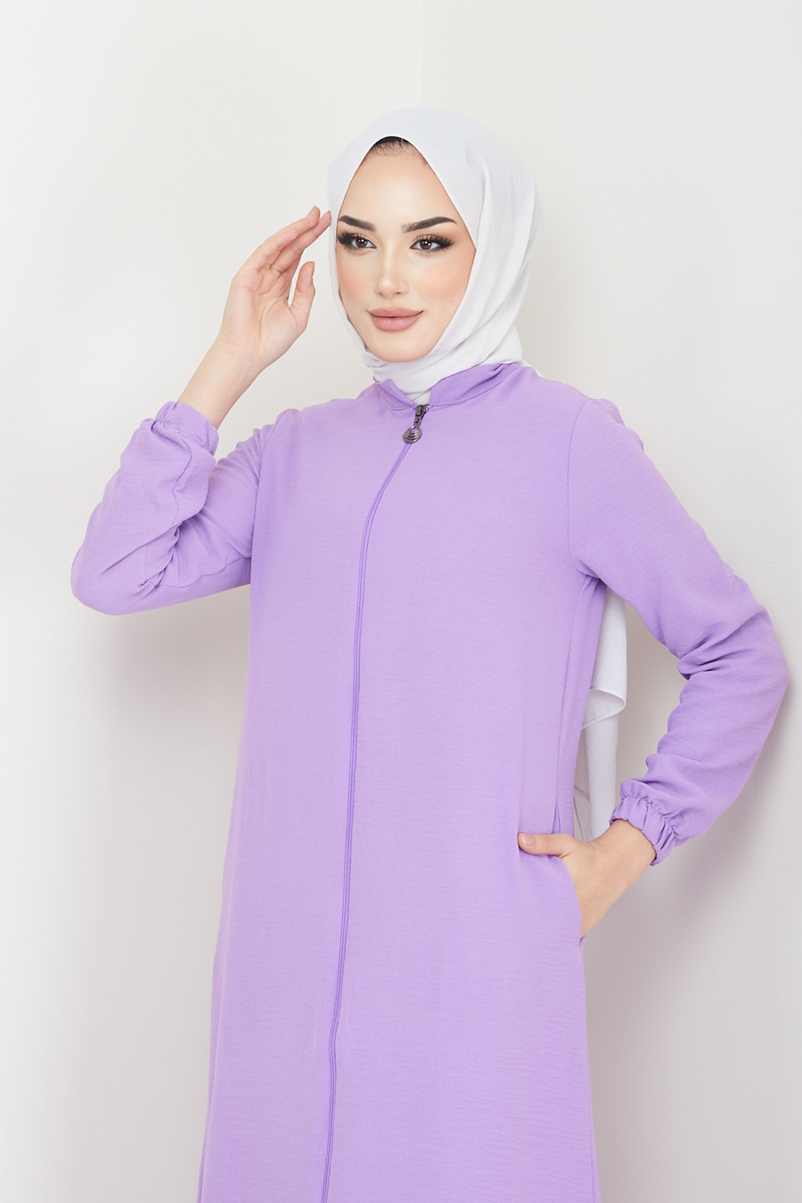 Düğme Detaylı Ferace - Lila Düğme Detaylı Ferace - Lila