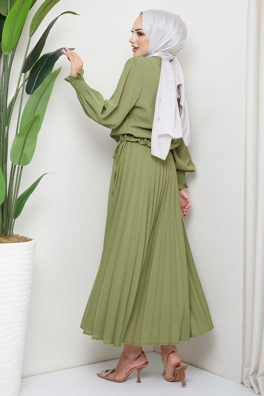 Tunic and Skirt Suit - OIL GREEN 