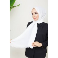 BEYAZ -  Pileli  Şal