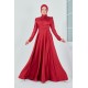 Drapeli  Abiye Elbise - Kırmızı