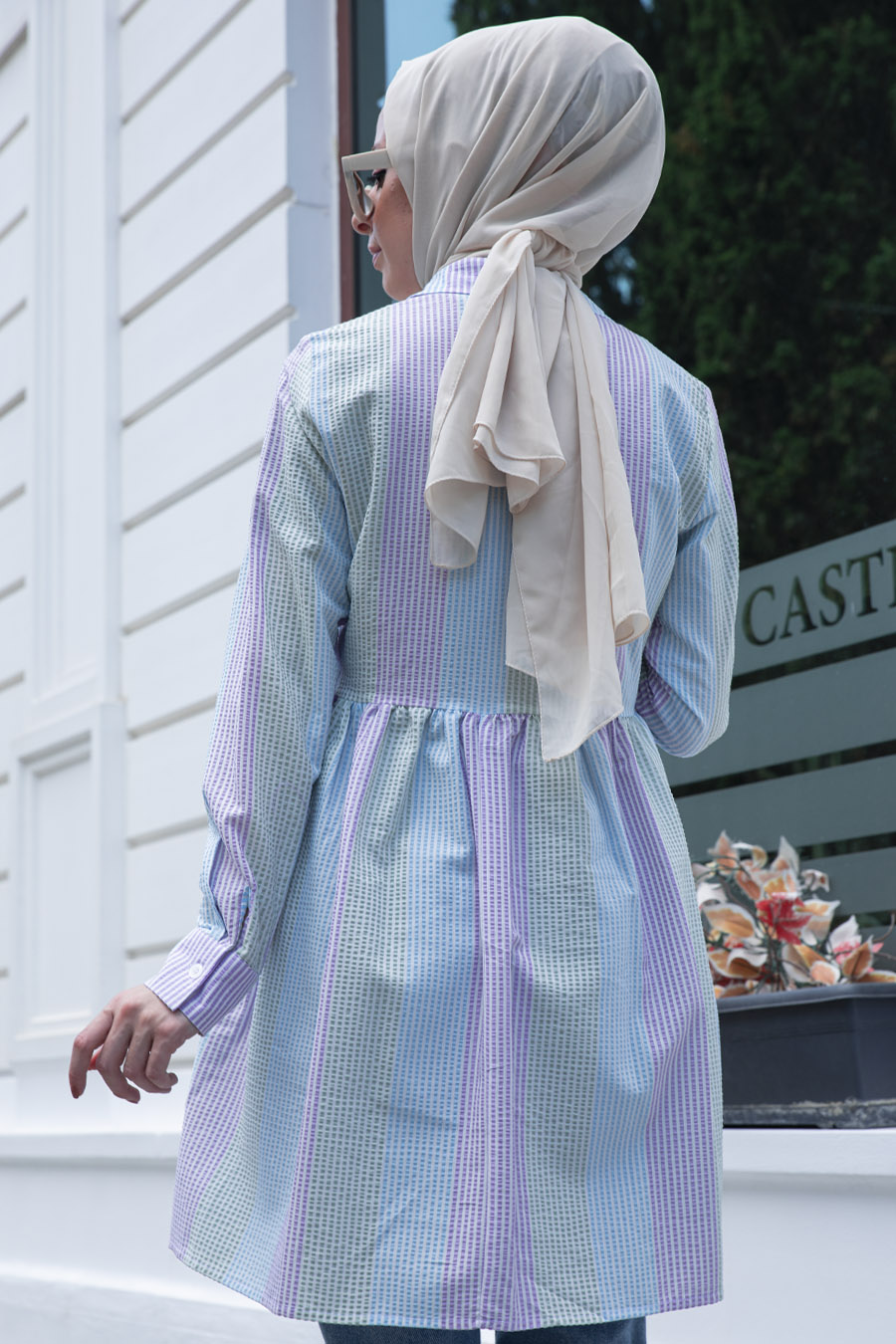 Çizgili Tunik - Lila