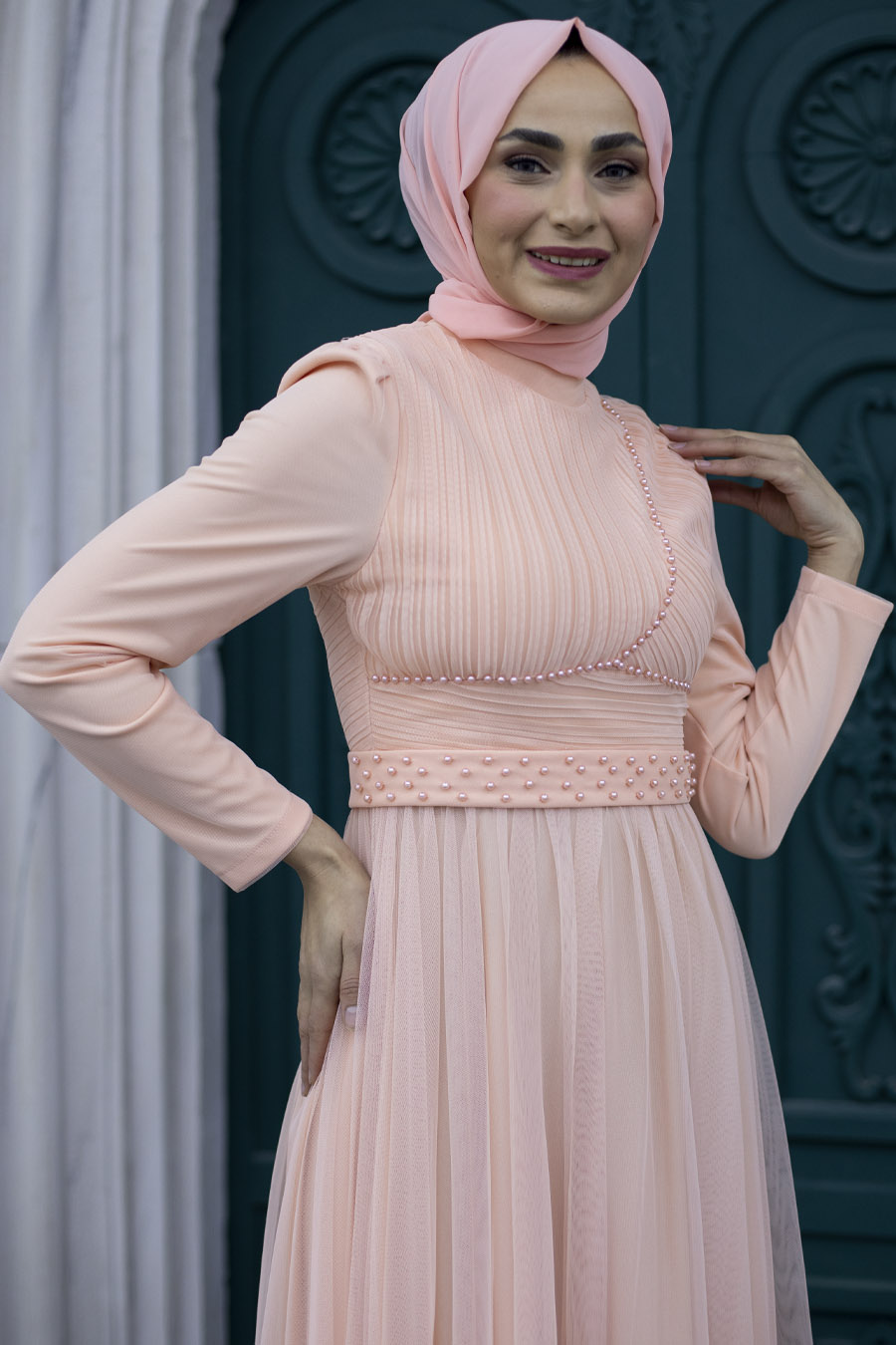 Evenıng Dress - Salmon Color