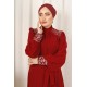 Taş Detaylı Tesettür Abiye Elbise - BORDO Taş Detaylı Tesettür Abiye Elbise - BORDO