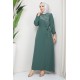 Taş Detaylı Tesettür Elbise - HAKİ Taş Detaylı Tesettür Elbise - HAKİ