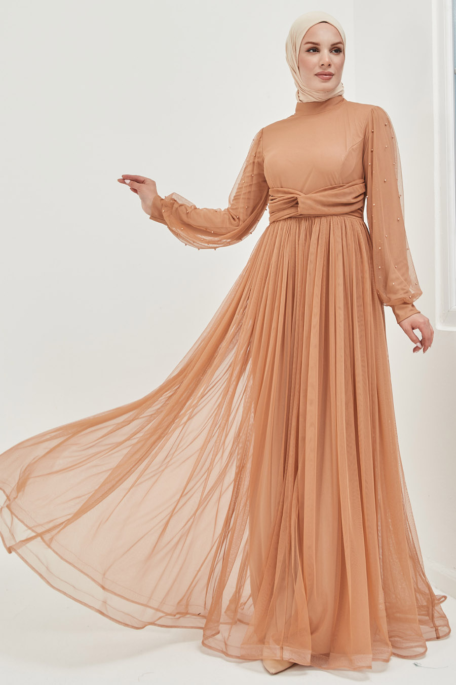 Evening Dress - Tan Color