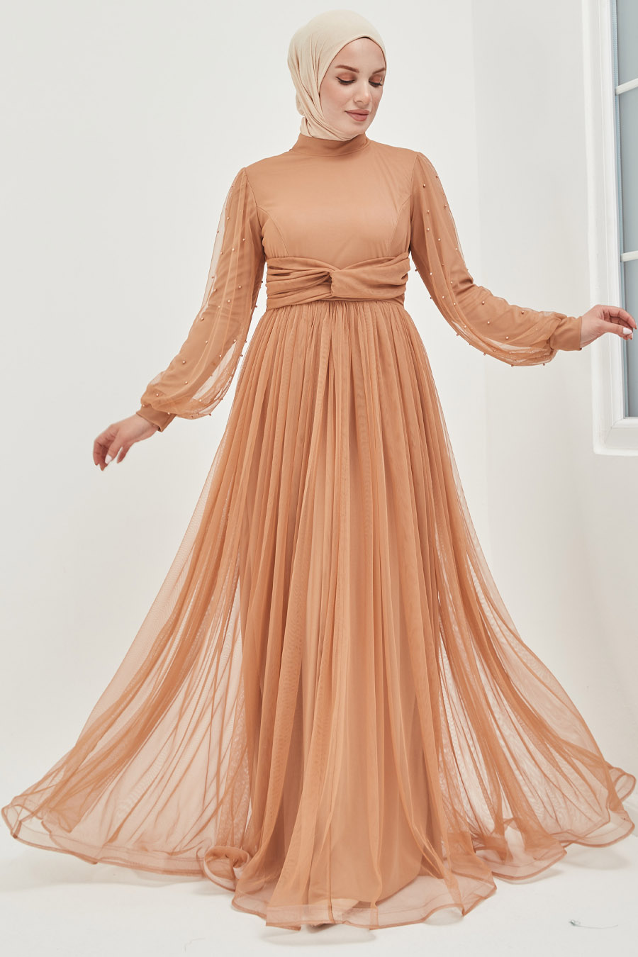 Evening Dress - Tan Color